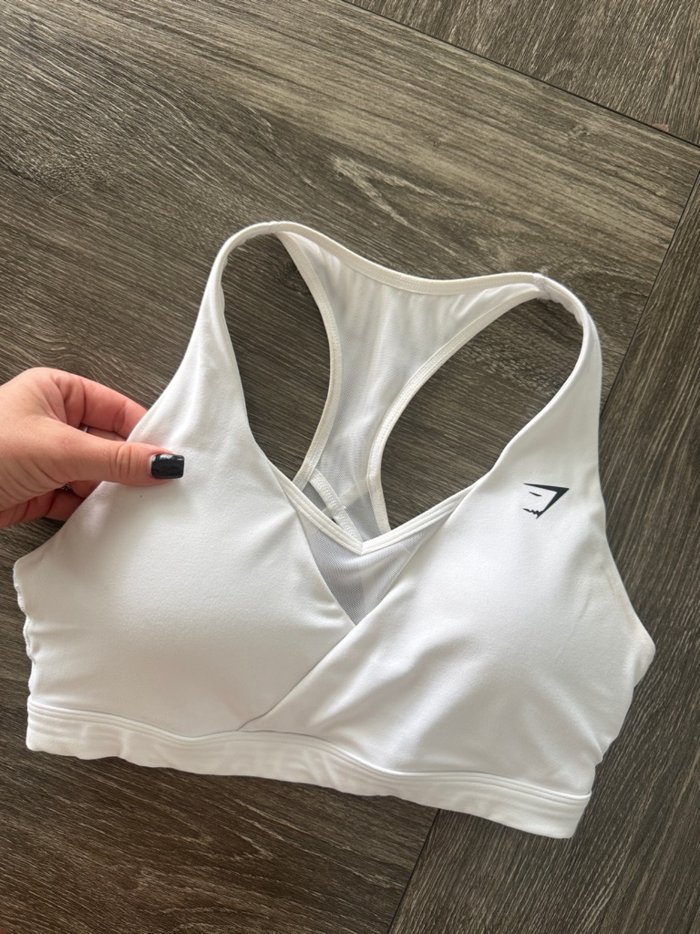 Gymshark White Cross-Front Racerback Sports Bra